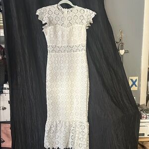 Blu Pepper White Lace Midi Dress Small